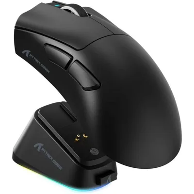 ATTACK SHARK V3 PRO Wireless Esports Gaming Mouse with Magnetic Charging Dock:62g Lightweight-1K Polling-25K DPI-PAW3311 Sensor,Wired/BT/2.4Ghz Programmable for PC Mac Laptop Gamer(Black)