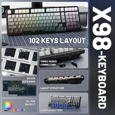 ATTACK SHARK X98 Tri-Mode Wireless Mechanical Keyboard Moonlit Night