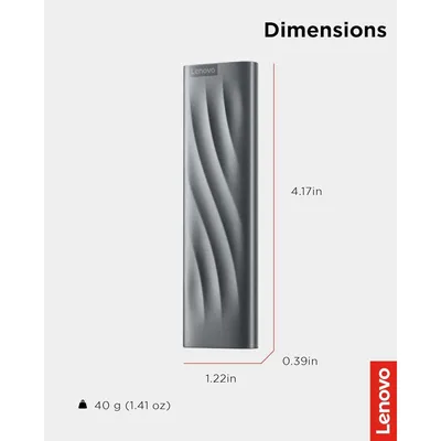 Lenovo 512GB PS8 Portable SSD External Type-C USB 3.2 Gen 2 With Upto 1050 MB/s Read, 1000 MB/s Write