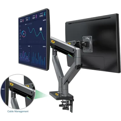 NB North Bayou Dual Monitor Arm Ultra Wide Full Motion Swivel Monitor Mount for 22''-32'' Monitors Load Capacity from 4.4 to 26.4lbs for Each Arm Height Adjustable Monitor Stand G35