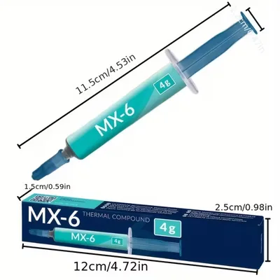 ARCTIC MX-6 (4G) - Ultimate Performance Thermal Paste for CPU, Consoles, Graphics Cards, laptops, Very high Thermal Conductivity, Long Durability, Non-Conductive