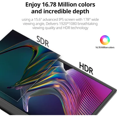 Anyuse 15.6" FHD IPS USB-C HDMI Portable Monitor 1080P 60Hz FHD, IPS, Ultra-Slim ,USB-C/HDMI, Second External Monitor, for PC/Mac/Phone/PS/Xbox/Switch